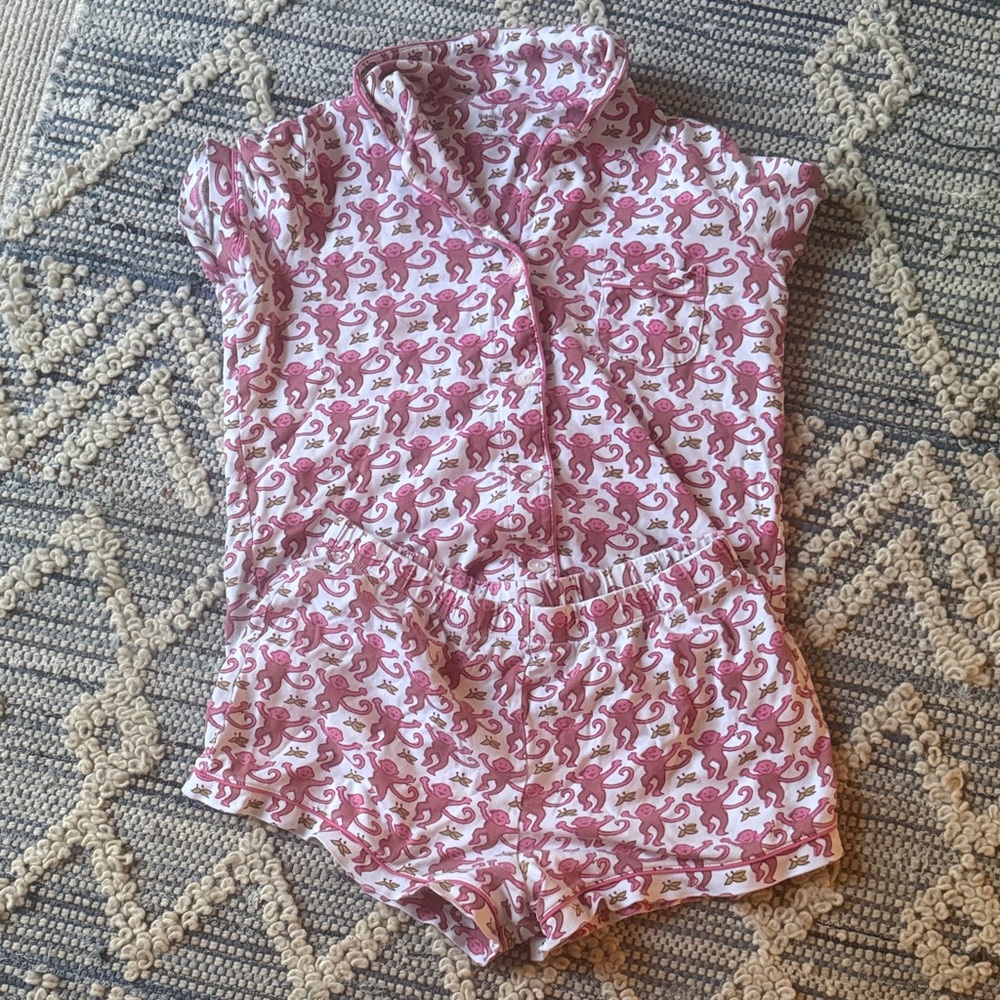 Roller Rabbit Pink Monkey Pajama Set